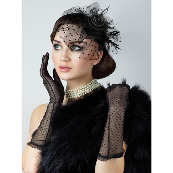 Women Mesh Fascinator Hats Set Veil Feather Headbands for Wedding Party - Picture 3 of 7